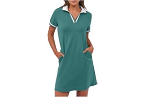Uillui Womens Polo Dress Casual Collared Short Sleeve Athletic Tennis Golf Tshirt Dress Sports Workout Mini Summer Dresses