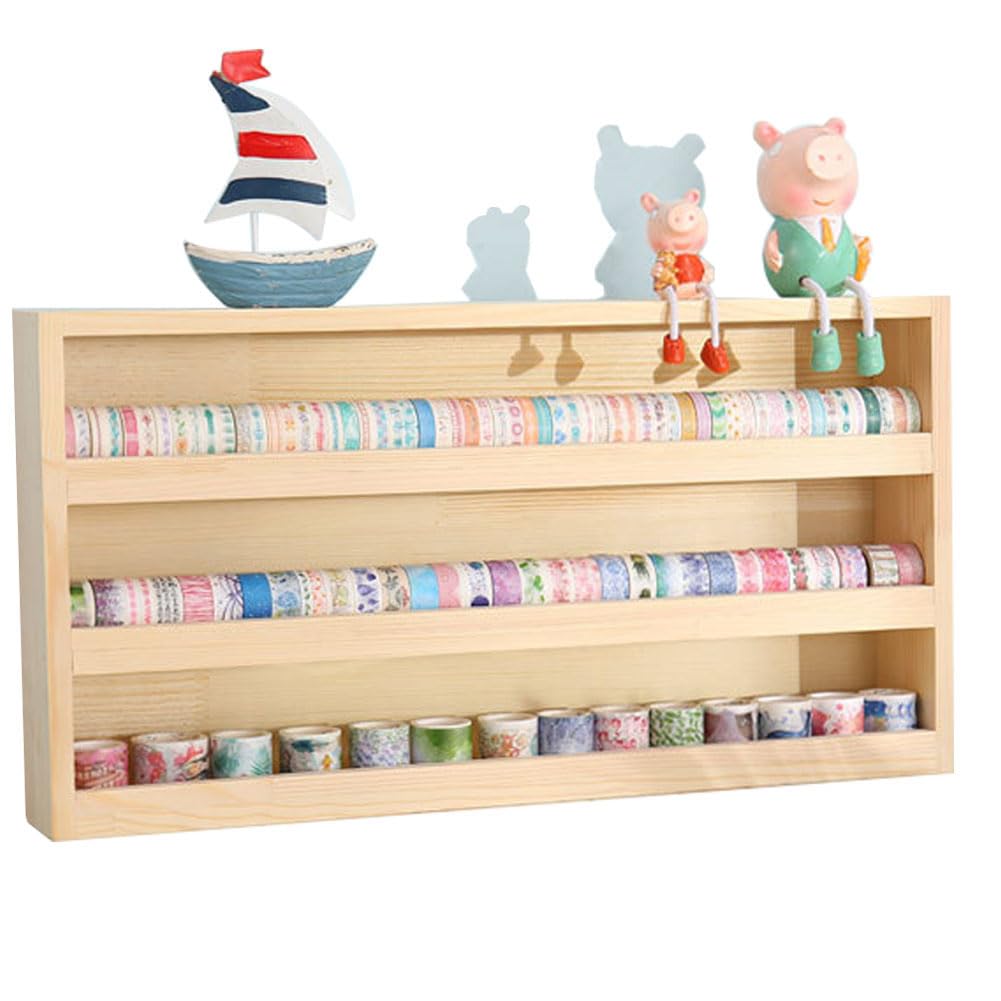 Photo 1 of JforSJizT Wood 3 Layers Storage Organizer, Washi Tape Box with Hanging Hook, Divider Closet Container Holder for Sewing,Thread, Office Supplies, Craft Supplies, Jewelry, Accessories