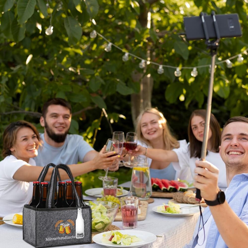 Senken Männerhandtasche Bier,Biergeschenke für Männer,Männergeschenke zum Geburtstag,Lustige Geschenke für Männer,Geschenk Mann,6 Flaschenträger mit Flaschenöffner 6