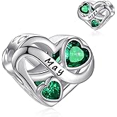 PHRUKAR Birthstone Charm for Charm Bracelet, 925 Sterling Silver Infinity Love Heart Charm for Bracelet and Necklace, Birthday Mother's day Christmas Jewelry Gifts for Women