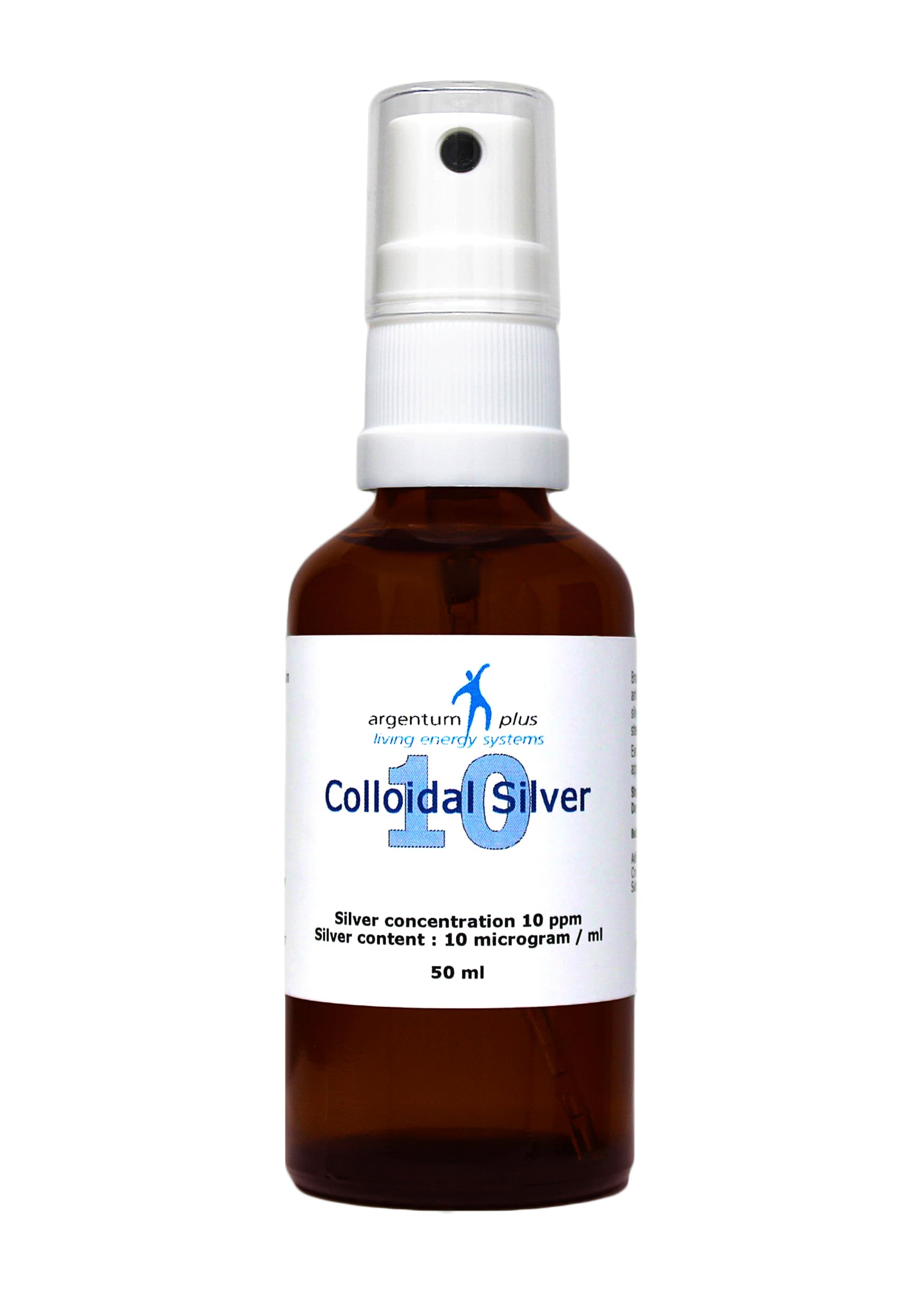 argentum plus - Colloidal Silver 10 ppm - 50 ml Spray in Amber Glass