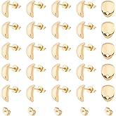 UNICRAFTALE 40Pcs 304 Stainless Steel Earring Post Golden Teardrop Earrings Findings with Hole 18K Gold Plated Stud Earring with Ear Nuts for Jewelry Making Accessories