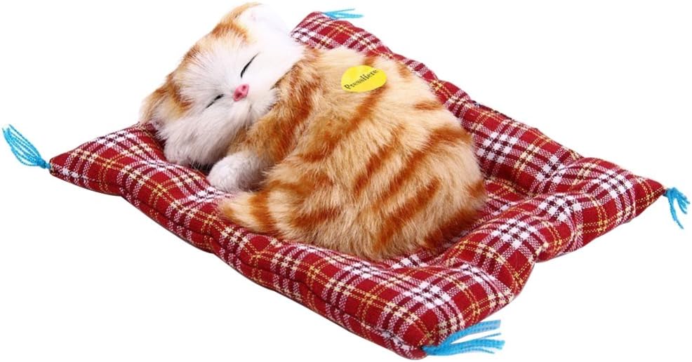 Sizet Simulation Cats Sleeping Cats with Sound Plush Orange Tabby Soft Toy Perfect 2020 New Year Gift