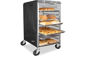 ANartcle Pan Bun Rack Cover,600D Waterproof and Dustproof Bun Rack Cover, Suitable for Commercial Bun Pan Bakery Rack - 20 Sheet,23" W x 28" D x 34" H(Front Clear PVC,Black)