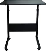 simpahome Height Adjustable Mobile Table with Castors Black view 4