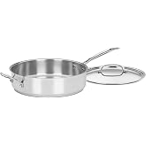 Cuisinart 5.5 Quart Saut&eacute; Pan w/ Cover, Stainless Steel Pan with Lid, Large Kitchen Pan, Dishwasher Safe, Compatible with Induction, Electric, Gas Cooktops, Oven Safe Saucepan, Cool Grip Handles