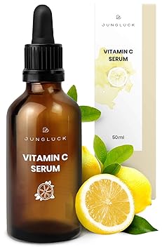 Junglück veganes Vitamin C Serum in Braunglas - Anti-Aging durch Feuchtigkeitspflege für Gesicht & Haut auf Basis von Bio Alo