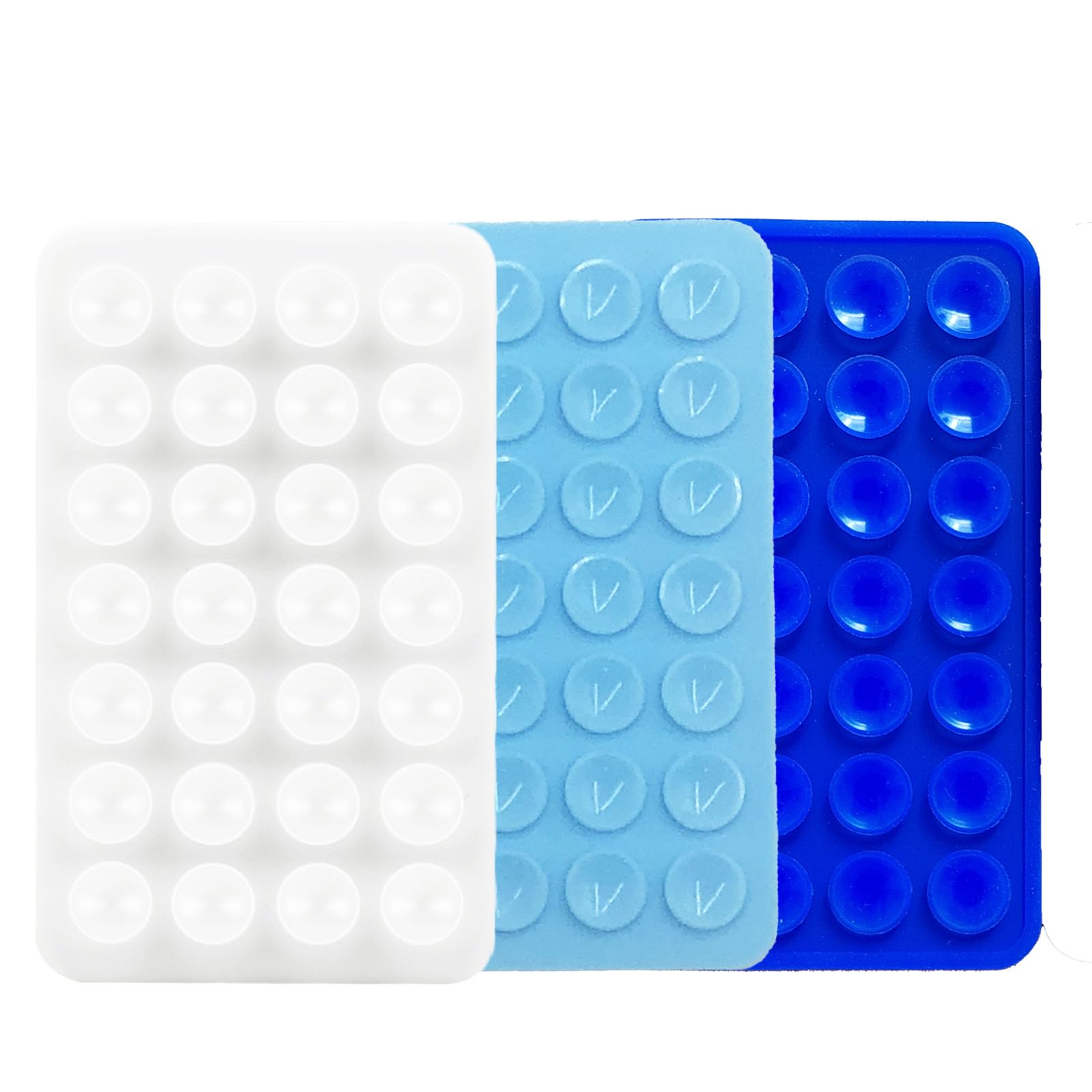 Rookii 3 PCS Double Sided Phone Suction Pad,Sticky Phone Case for Wall ands-Free Fidget Toy Mirror Shower,Suction Cup Holder for Car Mobile Power Supplies (Blue White)