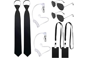 YIQXKOUY 8 Pieces Secret Security Guard Prop Costume Security Staff Costume Accessory Kit Adjustable Pretied Necktie Black Su
