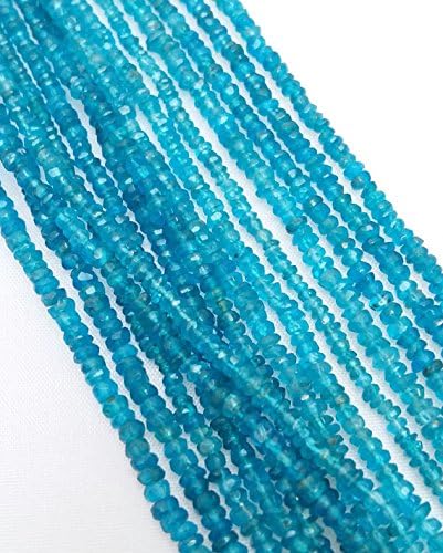 AAA quality neon blue apatite faceted rondelle loose gemstone beads