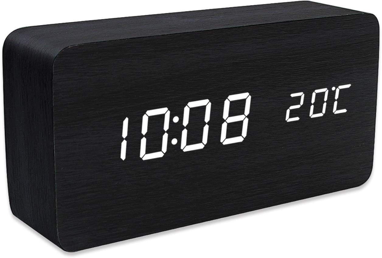 QUIGO Digital 3 Alarms Clock LED for Kids room Temperature Electronic