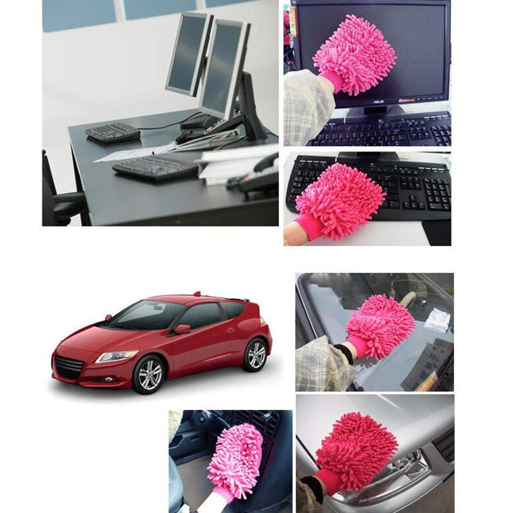 Mop Slippers Dusting Mitt, Duster Mop Slippers Shoes Cover 2 Pairs Mop Slipper Shoes Cover with 2 Pairs Chenille Microfiber Dusting Mitt Wash Mitt for Car,House,Windows Cleaning