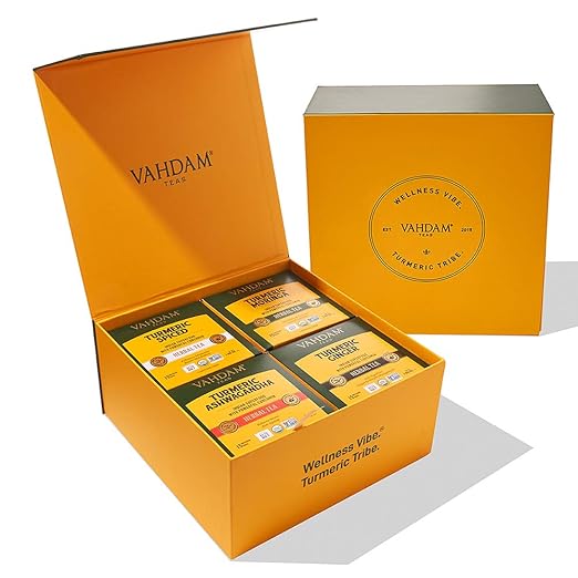 VAHDAM - Turmeric Teas Range - Trial Sampler Box | Diwali Gift Box of 60 Tea Bags | Herbal Tea |