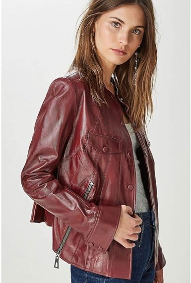 jaqueta de couro vinho masculina