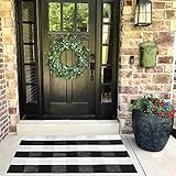 Purcoton Cotton Buffalo Check Rug, Buffalo Plaid Rug (23.6"x35.4"), Buffalo Checkered Rug, Hand-Woven Plaid Rugs for Welcome Door Mat Porch/Kitchen/Bathroom/Entry Way (Black and White Rug)