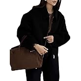 Zucige Womens Cropped Wool Jacket Plain Zipper Short Pea Coats Fall Winter Trendy Tweed Jackets 2025