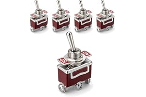 MGI SpeedWare 3-Pin SPDT Latching Metal Toggle Switch ON/Off/ON | 20 Amp at 12VDC 125VAC | for Automotive & Industrial (5-Pac