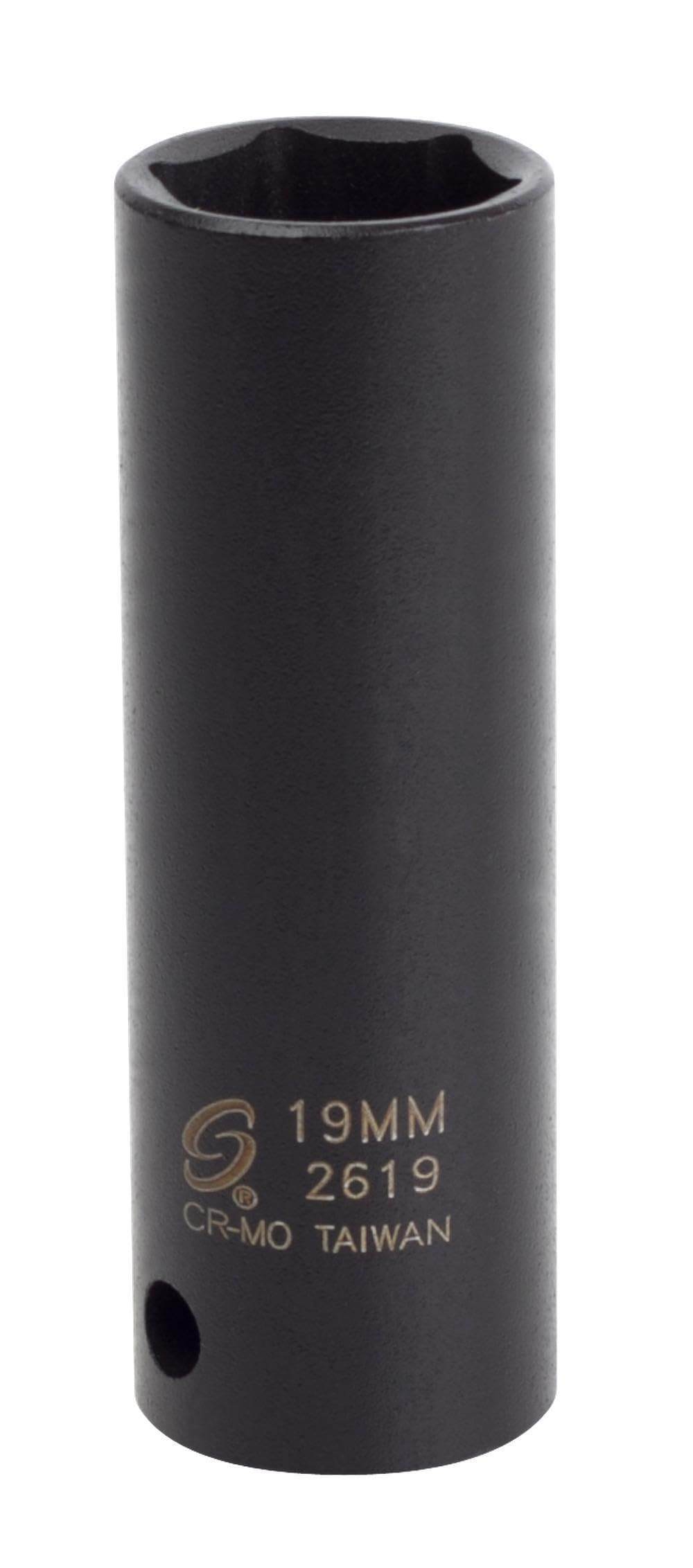Sunex 2619 1/2-Inch Drive 19-Mm Extra Thin Wall Deep Impact Socket