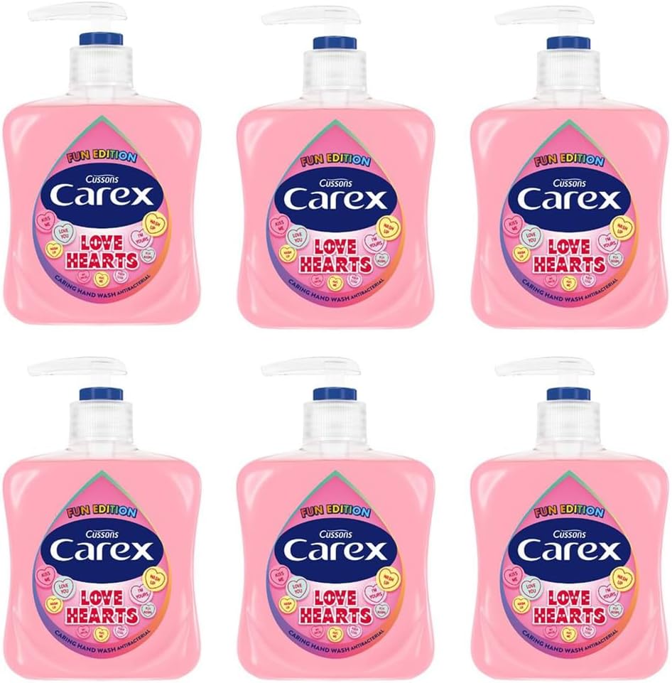 Carex Fun Editions Love Hearts Hand Wash 6 x 250ml Antibacterial Soap