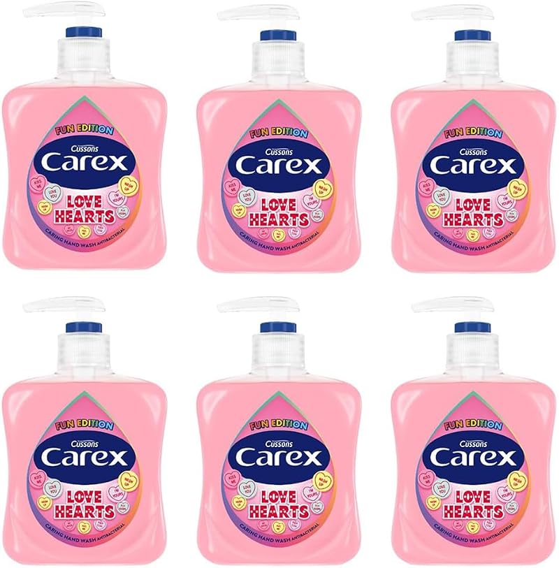 Carex Fun Editions Love Hearts Hand Wash 6 x 250ml Antibacterial Soap