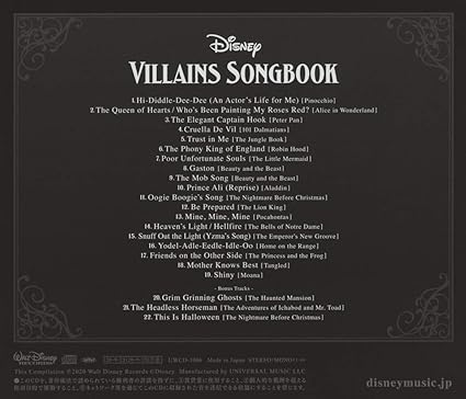 ディズニー ヴィランズ ソングブック ディズニー シティズンズ オブ ハロウィーン ビル リー ベティ テイラー ダニー エルフマン ザビア アテンシオ
