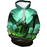 LAOLIUSN Men's Dragon Hoodie - Fantasy Theme, Animal Graphic Sweatshirt