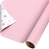 American Greetings 60 sq. ft. Reversible Pink Wrapping Paper for Girl Baby Showers, Birthdays, and All Occasions (1 Roll, 30 in. x 288 in.)