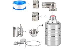 JAYSHYNE Upgraded Water Float Valve With 1/2" Bend and Adapters, 304 Stainless Steel Automatic Waterline Controller for Cistern, Aquarium, Livestock Trough and Pool