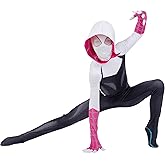 MARVEL Spider-Gwen Official Youth Zentai Halloween Costume - Hooded Spandex Jumpsuit with Printed Design and Pull On Mask