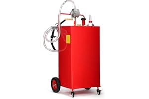GAOMON 35 Gallon Gas & Diesel Fuel Caddy with Transfer Pump – Mobile Fuel Storage Tank with 4-Wheel Cart for Boats, Lawn Mowers, Snowblowers, Motorcycles & Construction Equipment - Red