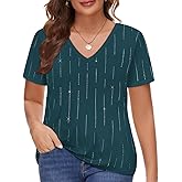 RITERA Plus Size Sparkle Sequin Tops for Women Shimmer Glitter V Neck Blouse Short Sleeve Shiny Fashion Party T-Shirts XL-5XL