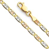 14k REAL Tri Color Gold Solid 4.5mm, 4mm, 3mm, 2.5mm, 2mm, 1.5mm Diamond Cut Chain Bracelet or Necklace