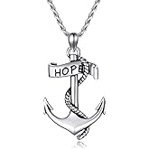 PDTJMTG Anchor Necklace 925 Sterling Silver Navy Pendant Rope Anchor Jewelry Inspirational Gifts for Men Women 20"+2"