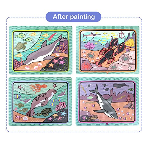 Jenilily Magic Water Drawing Book Coloring Book Doodle with Magic Pen Painting Board for Children Education Drawing Toy (H Marine Animal) - Thumbnail 3