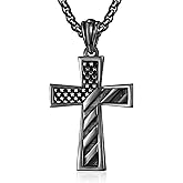 ADMETUS Cross Pendant Necklace, Protection Jewelry Religious Gifts for Men with 2.5mm 22"+2" Rolo Chain