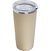 GGQ 20oz Travel Coffee Tumbler Food-Grade 304 Stainless Steel Vacuum Insulated Double Wall Leak-Proof Lid Reusable Straw Hot and Cold Drinks Cup Holder Friendly (Brown)