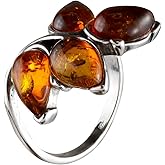 HolidayGiftShops Sterling Silver and Baltic Honey Amber Ring Astrid