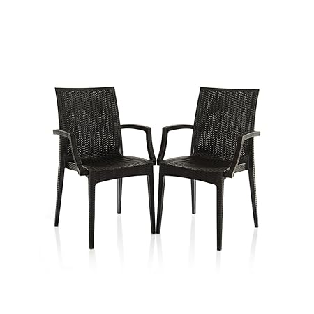 Varmora Designer Chair Set of 2 (Club Handle - Black)