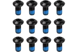 Hoxfly 12 Pcs Bike Disk Brake Bolts, M5 x10mm Black Bicycle Rotor Bolts, Stainless Steel T25 Bicycle Disc Screw for Mountain 