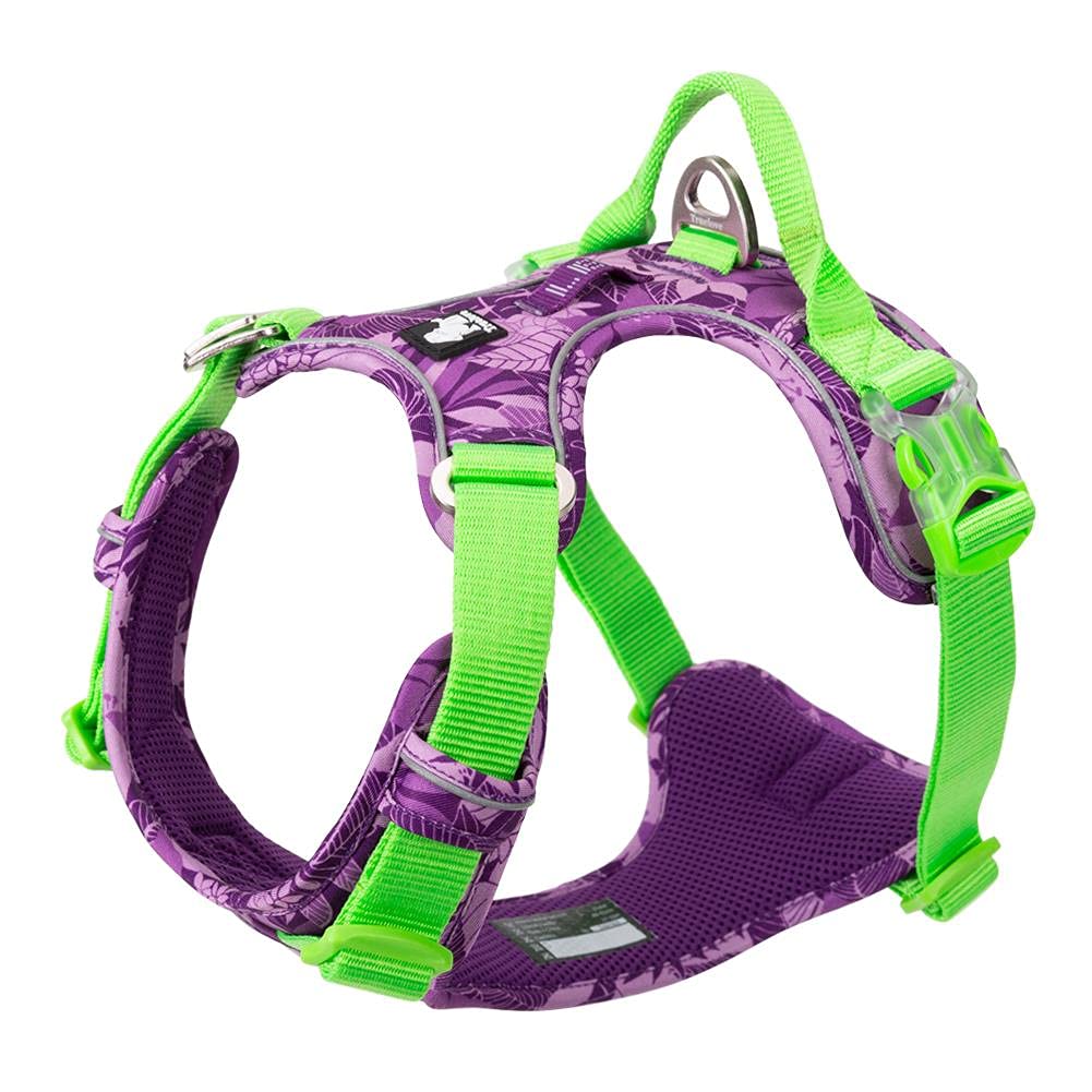 Dog Harness No Pull Adjustable Reflective Step-in Soft Nylon For Small Large Pet TLH5653(XS, Camouflage Purple)