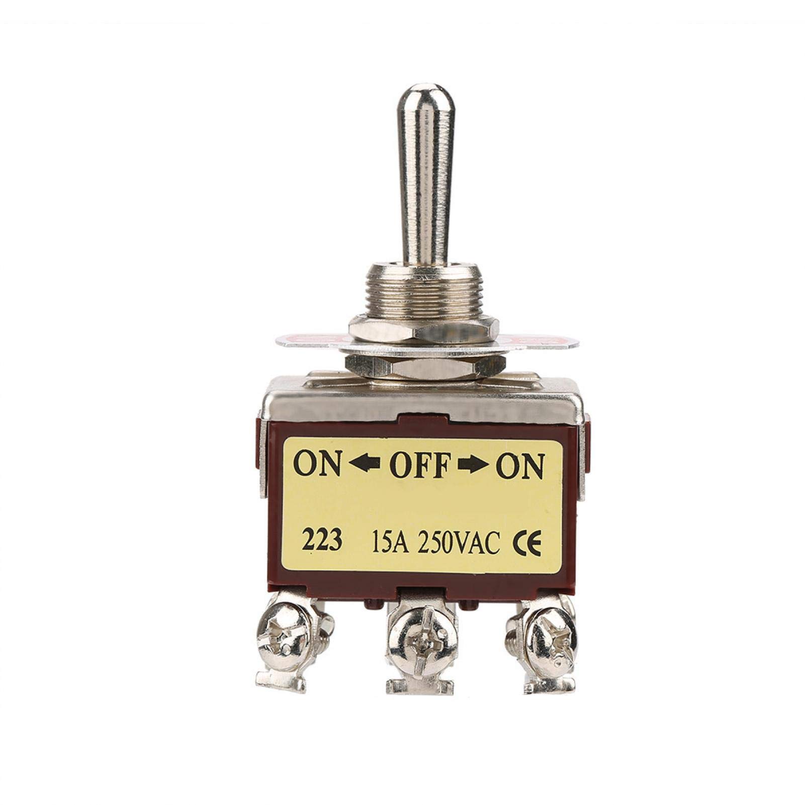 Toggle Switch ON-OFF-ON 3PST Momentary 15A 250VAC Plastic Housing Brass Contacts PCB Terminal
