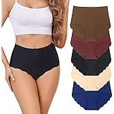 ZIMEMPOP Women's Seamless Underwear High Waisted Full Coverage Ladies Panties 5-Pack