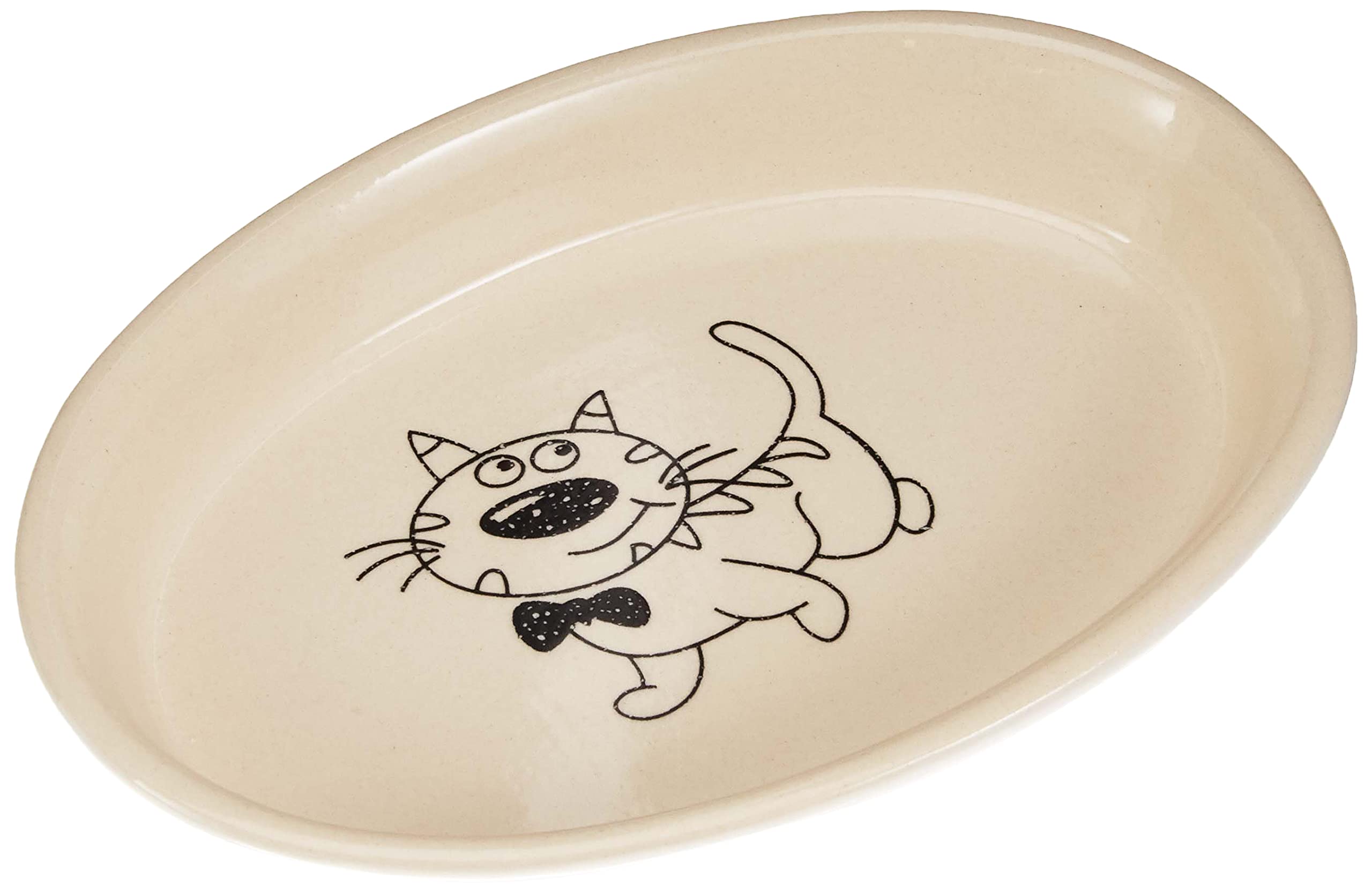 Nobby 73637 Ceramic Cat Bowl Oval 17 x 11 x 2.5 cm Cream/Beige