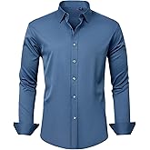 Envmb Men's Stretch Wrinkle Free Dress Shirts Regular Fit Button Down Shirt Long Sleeve Formal Business Work Wedding Shirts