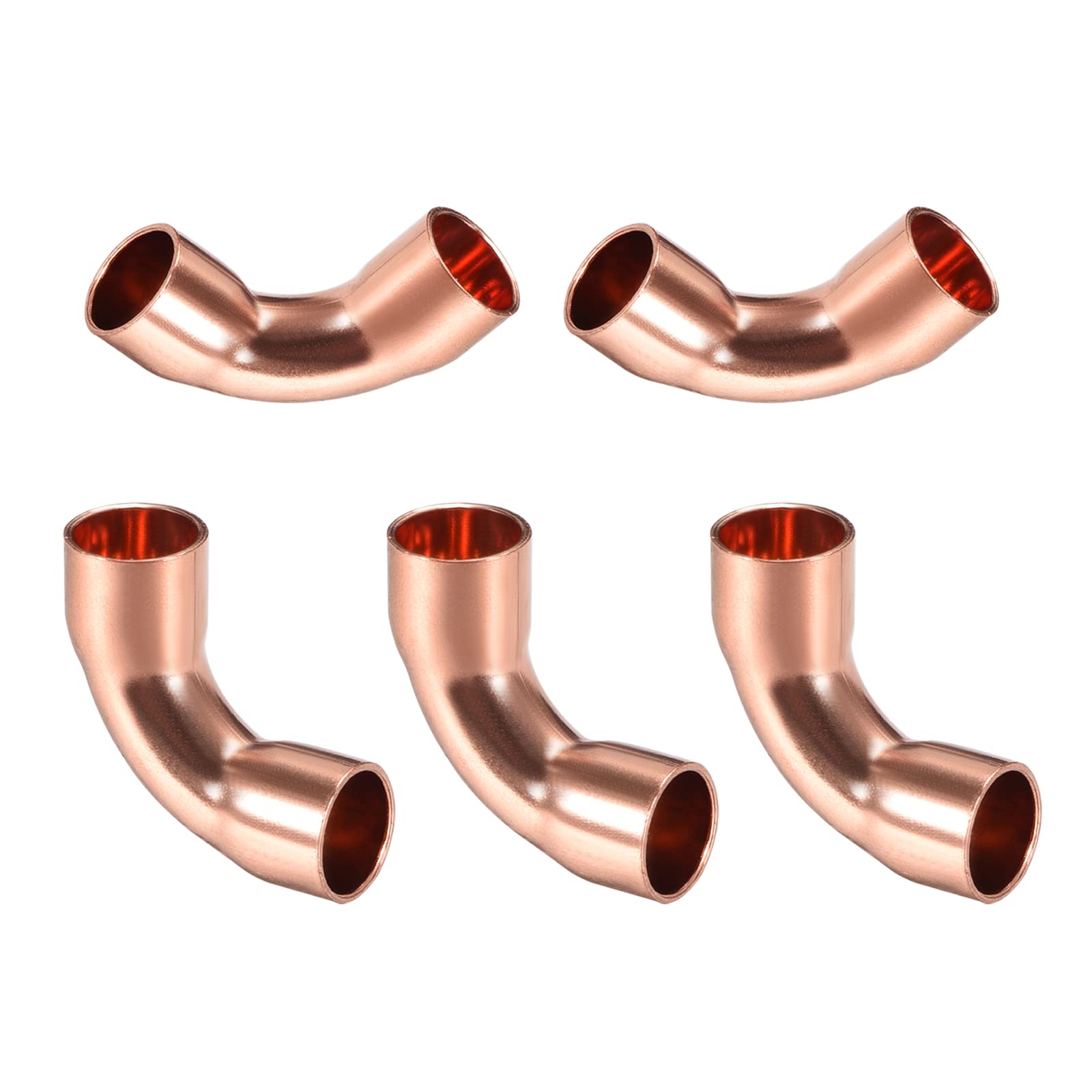 DTGN 5/16 Inch(Inner Diameter) 90 Degree Copper Pipe Fitting - 5Pack - Good for Water Pipe System - Copper Elbow Adapter - Copper Tone