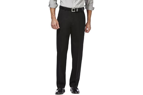 Haggar Men's Premium No Iron Khaki - Classic Fit | Premium No Iron Khaki Pant with Hidden Expandable Waistband and Stretch Co