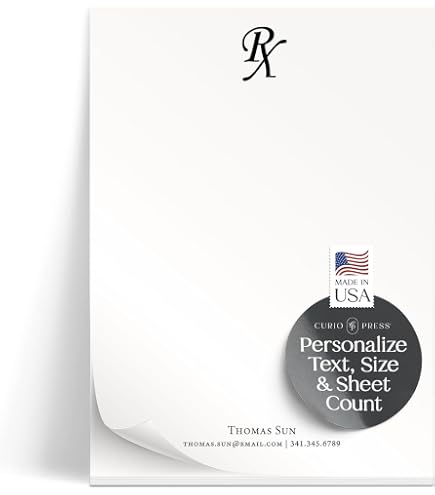 Personalized Pharmacist Notepad With Rx Symbol, Name, And Contact Info Stationery, Ideal For Pharmacist Gifts, Custom Pharmacist Memos, Rx Notes Or To-do List Doctor Stationery - Pharmacist Pad