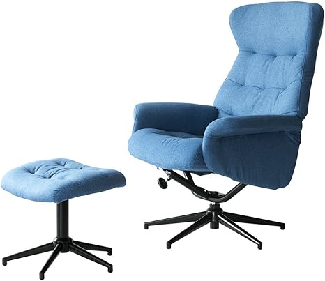 Amazon リクライニングチェア 1人掛け オットマン付き パーソナルチェア おしゃれ Liam リアム ブルー リクライニングチェア オンライン通販