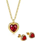 LEAFLINE HUB Heart Necklace and Earrings Set - Gold Plated Stainless Steel Zircon Jewelry Set with Gift Box - Elegant Women’s Jewelry for Birthday, Valentine’s, Christmas, Parties, and Daily Wear