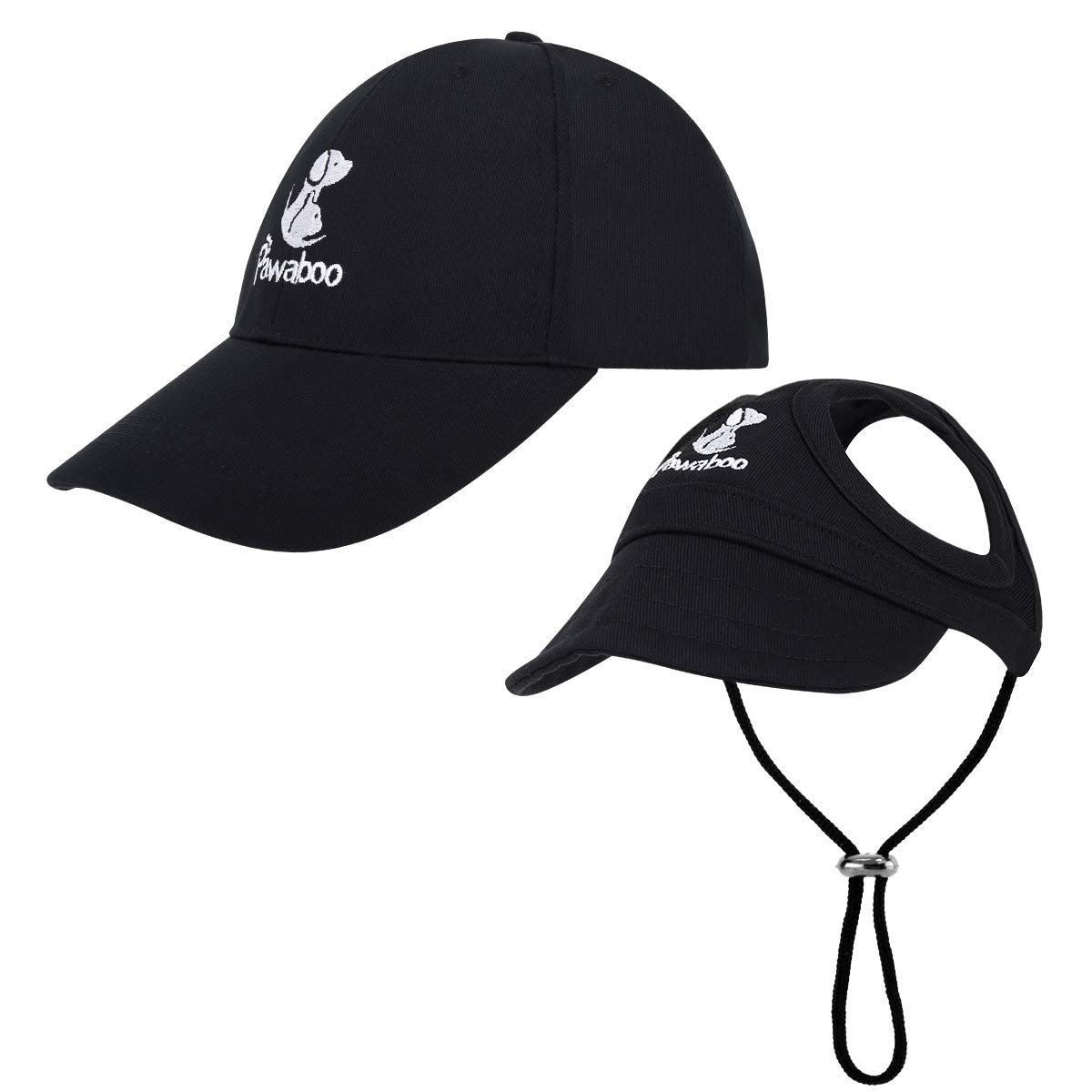 Photo 1 of ** MISSING DOG HAT ** Pawaboo 2PC Owner and Dog Hat Set, Pet's Mom/Dad Baseball Cap Set, Dog Visor Cap Sun Protection Hats with Ear Holes and Adjustable Strap, Family Matching Hats, Medium, Black